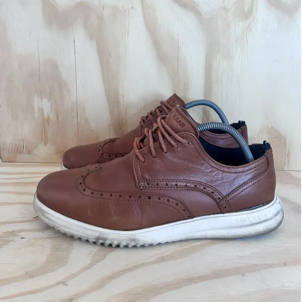 Cole Haan - Grand + Wingtip - Oxfords Shoes - Brown - Men's - 9.5W - C36939 - Picture 3 of 10